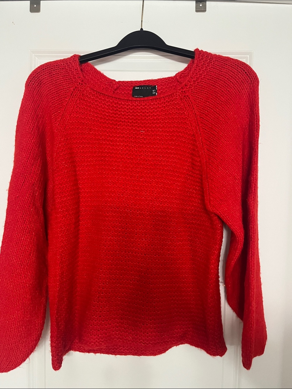 ASOS Red Off-the-Shoulder Knit Sweater